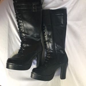 Black platform boots